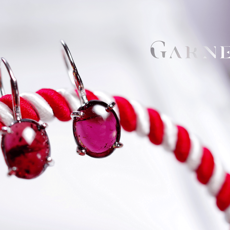 New『Garnet』の世界でひとつの天然石ピアス silver925 + ロジウム 