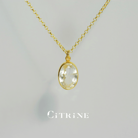New 『Citrine』の世界でひとつの天然石ネックレスsilver925 + 18kgf