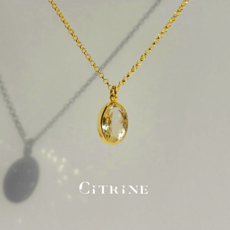 New 『Citrine』の世界でひとつの天然石ネックレスsilver925 + 18kgf