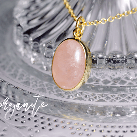 New『Morganite』の世界でひとつの天然石ネックレスsilver925 + 22kgf