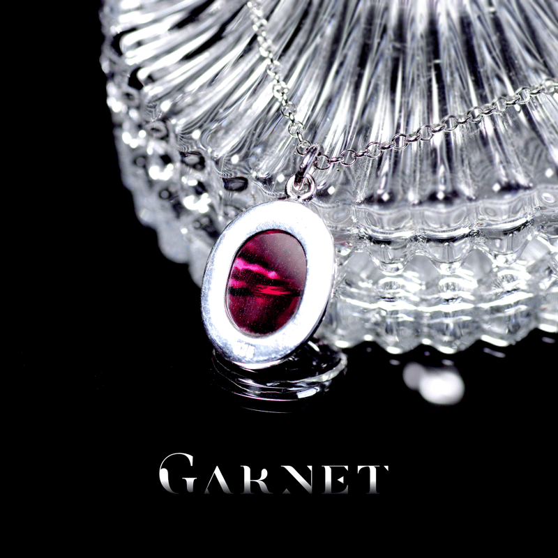 New『Garnet』の世界でひとつの天然石ネックレスsilver925 + ロジウム 
