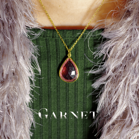 New『Garnet』の世界でひとつの天然石ネックレスsilver925 + 22kgf