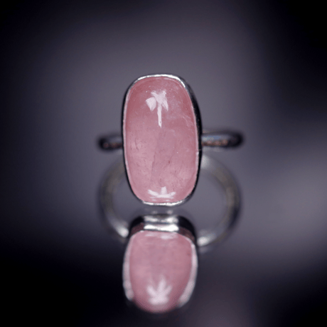 モルガナイト　silverリング モルガナイト オーバルカボション8×6 ミル打ち シルバーSV925リング