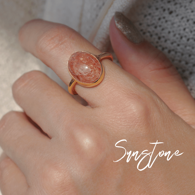 New『SunStone』の世界でひとつの天然石リングsilver925 + 22kgf |