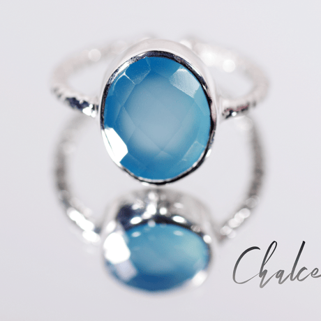 New『Blue Chalcedony』の世界でひとつの天然石リングsilver925 + ロジウムコーティング