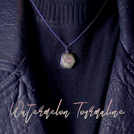 New『Watermelon Tourmaline』の世界でひとつの天然石ネックレスsv925 + ロジウムコーティング