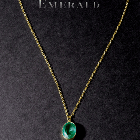 New『Emerald』の世界でひとつの天然石ネックレス silver925 + 18kgf