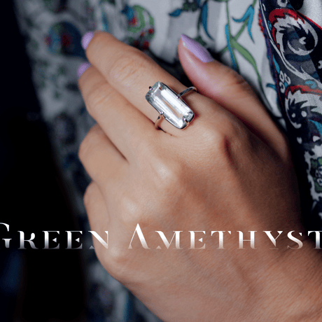 新作 ☆『Green Amethyst』の世界でひとつの天然石リングsilver925 + ロジウムコーティング