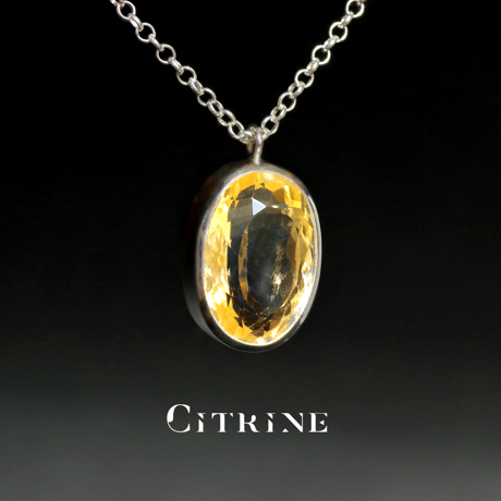 New 『Citrine』の世界でひとつの天然石ネックレスsilver925