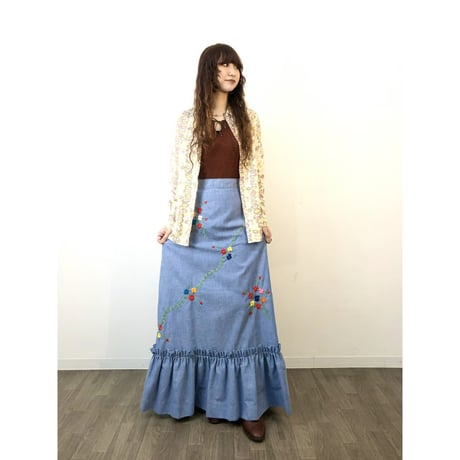 60s Yellow geometric patterns blouse【01295】