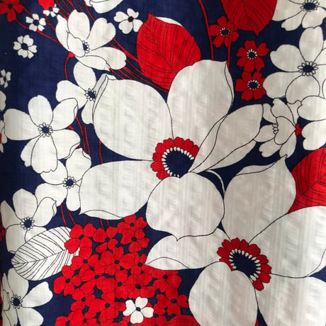 70s Navy floral maxi skirt【01317】