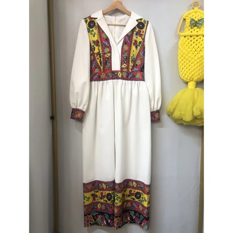 70s Bohemian maxi dress【01034】