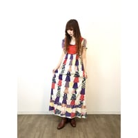 70s Patchwork pattern maxi dress【01311】