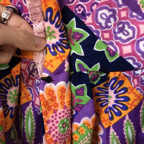 60s Psychedelic floral maxi wrap dress【01246】
