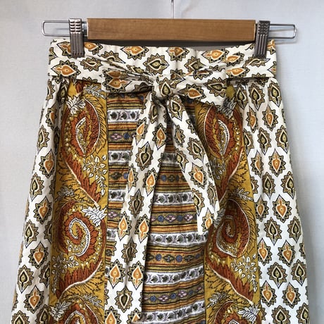 Vintage quilted orange maxi skirt【01210】