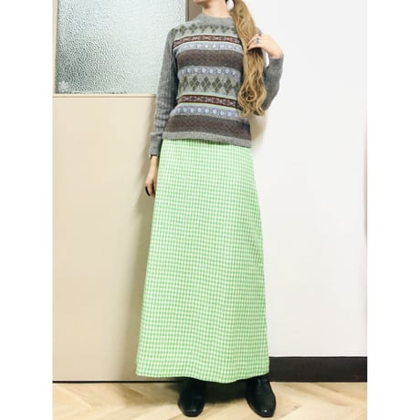 Vintage gray knit sweater【00622】
