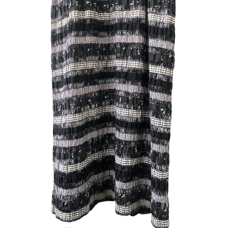 70s MISS K Black plaid maxi dress【01389】