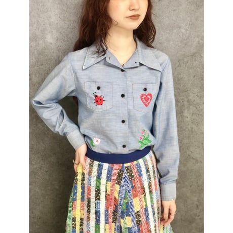 70s Chambray blouse【01466】
