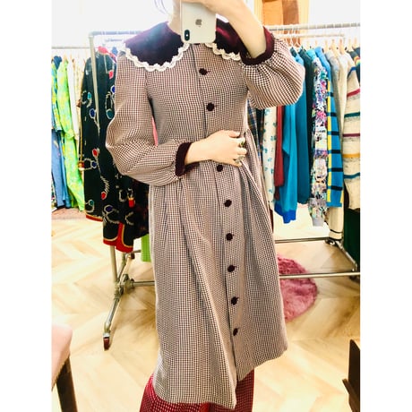 Vintage Velvet collar dress【01062】
