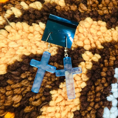 80s Clear cross pierce BLUE【00576】