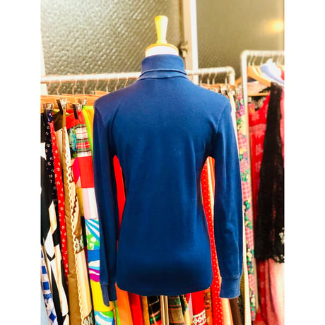 80s NAVY turtleneck top【01015】