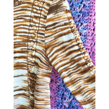 Orange marble rib turtle knit sweater【01333】