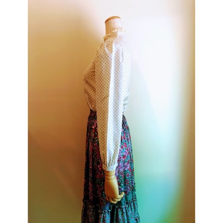 70s White bllouse【00184】