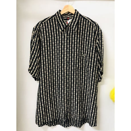 Rayon black big shirt【00706】