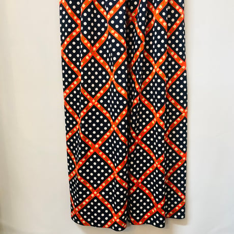 70s Dot & Floral maxi dress【01102】