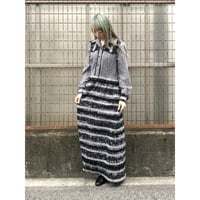 70s MISS K Black plaid maxi dress【01389】