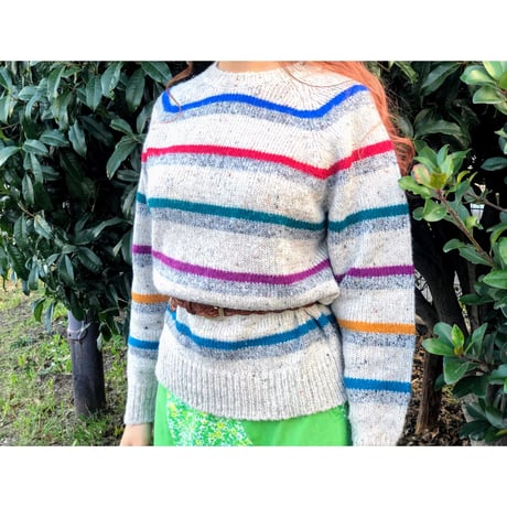 Pullover Striped Acrylic Knit Sweater【00082】