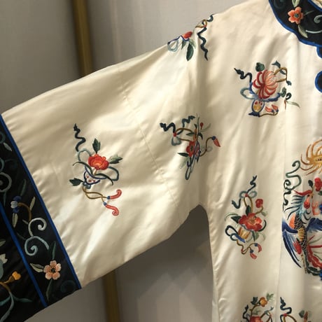 Vintage silk china long jacket【01221】