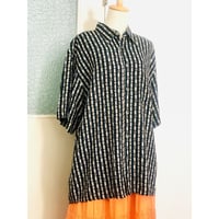Rayon black big shirt【00706】