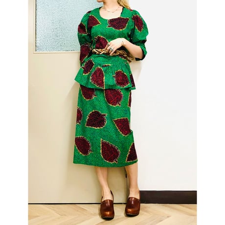 70-80s green batik setup【00573】