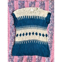 Blue gray mohair knit vest【01348】