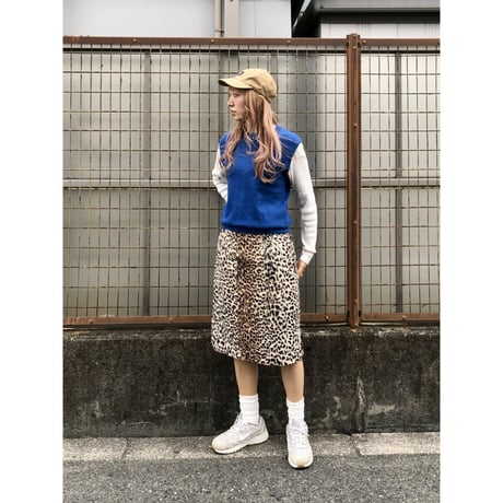 Vintage leopard faux fur skirt【01396】