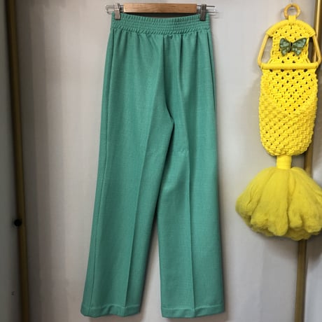 70s Teal poly pants【01261】