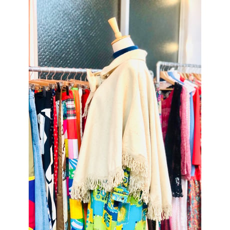 Vintage Made in Mexico wool poncho【01072】