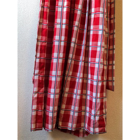 70s Gingham prairie style maxi dress【00467】