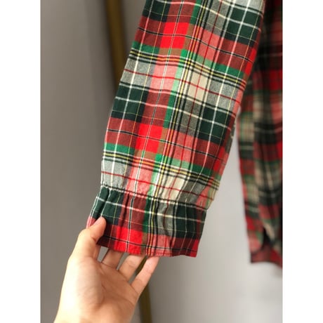 Vintage plaid cotton tunic【00642】