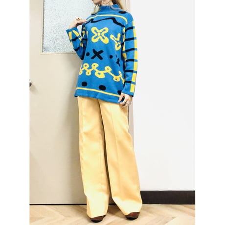 Vintage blue turtleneck sweater【00796】