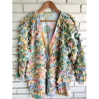 90s Green orange fringe jacket【01324】