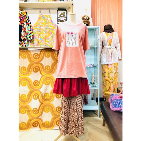 90s Flower Art tee / Pink【01165】