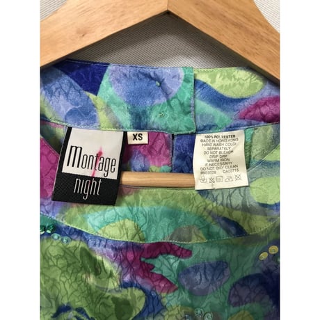 80s MONTAGE NIGHT watercolor ruffle dress【00976】