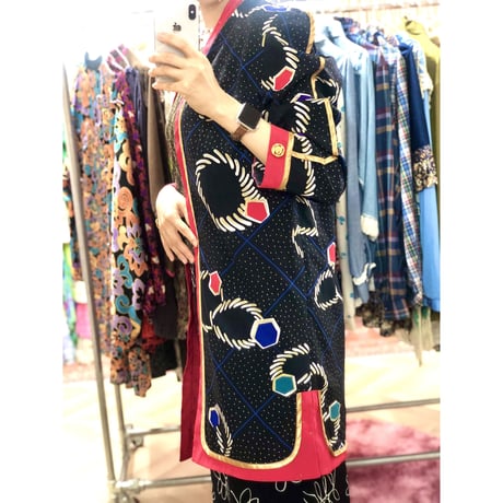 Jeanne Marc black length cardi jacket【00960】