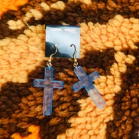 80s Clear cross pierce BLUE【00576】