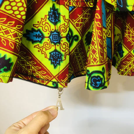 Green peplum african batik top【01178】