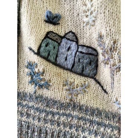 Ice blue nordic knit cardigan【01354】
