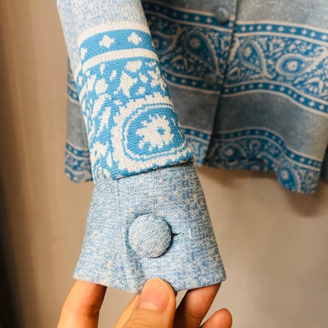 70s Blue paisley 2PC【01127】