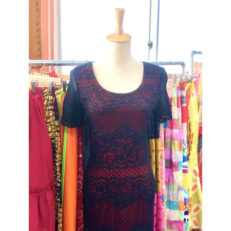 Vintage black lace dress【01065】